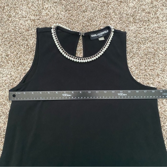 Karl Lagerfeld Beaded Crew Neck Sleeveless Black Midi Dress Size 10 - Picture 10 of 14